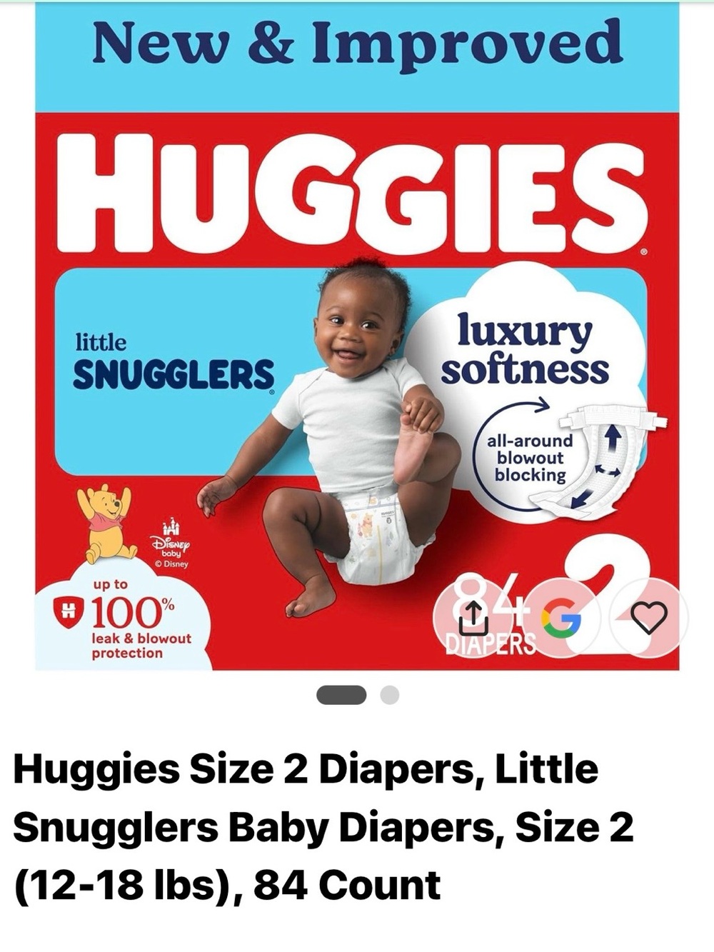 Huggies Little Snugglers Size 2 Baby Diapers, White - 84 Count